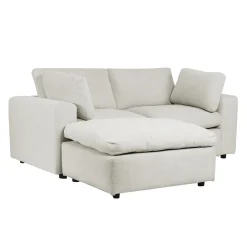 Causeuse modulaire avec ottoman beige- 5 mcx