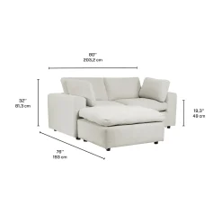 Causeuse modulaire avec ottoman beige- 5 mcx
