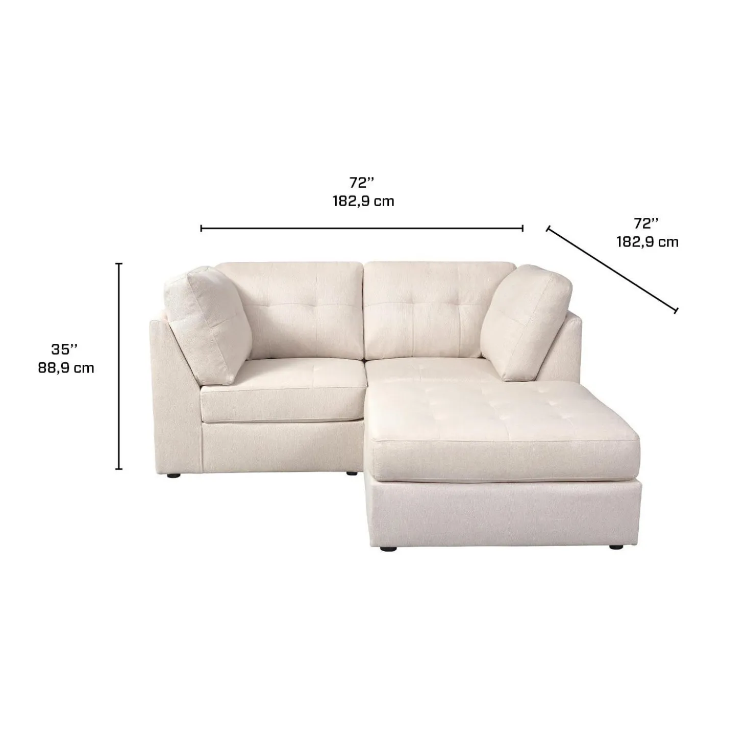 Causeuse modulaire avec ottoman - 3 mcx