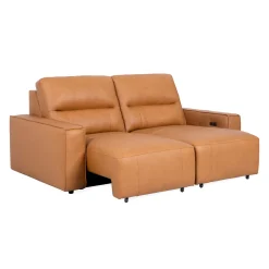 Causeuse modulaire avec sièges coulissants électriques en cuir véritable - 2 mcx