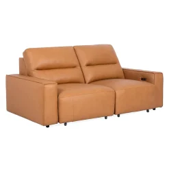 Causeuse modulaire avec sièges coulissants électriques en cuir véritable - 2 mcx