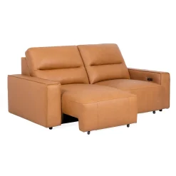 Causeuse modulaire avec sièges coulissants électriques en cuir véritable - 2 mcx