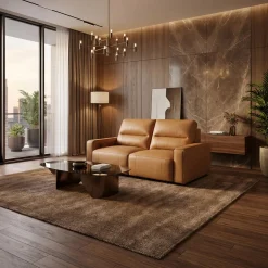 Causeuse modulaire avec sièges coulissants électriques en cuir véritable - 2 mcx