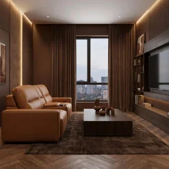 Causeuse modulaire avec sièges coulissants électriques et console multimédia en cuir véritable - 3 mcx