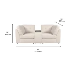 Causeuse modulaire beige avec console - 3 mcx
