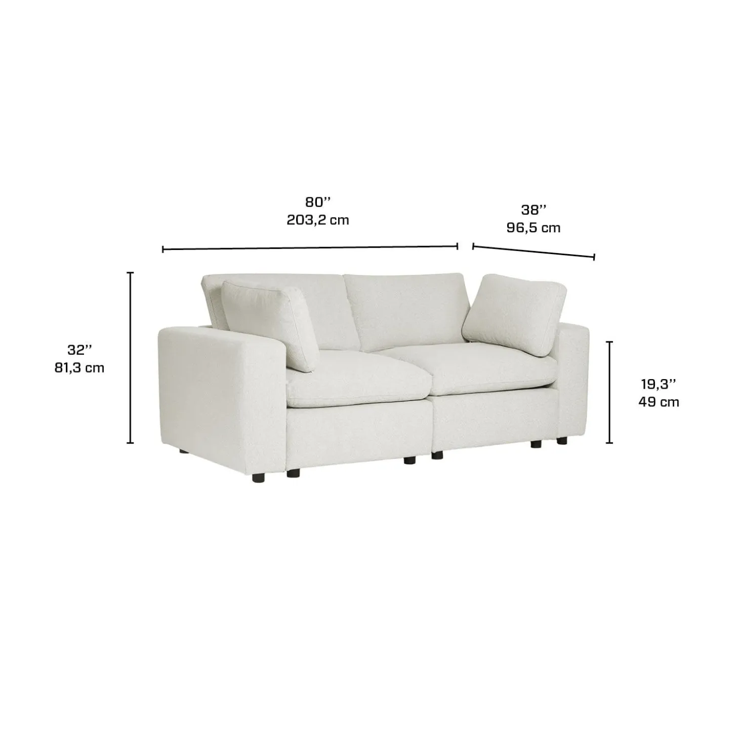 Causeuse modulaire beige - 4 mcx
