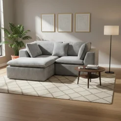 Causeuse modulaire en mousse roulée et compressée avec ottoman Sealy - 3 mcx