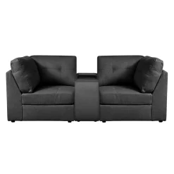 Causeuse modulaire grise avec console - 3 mcx