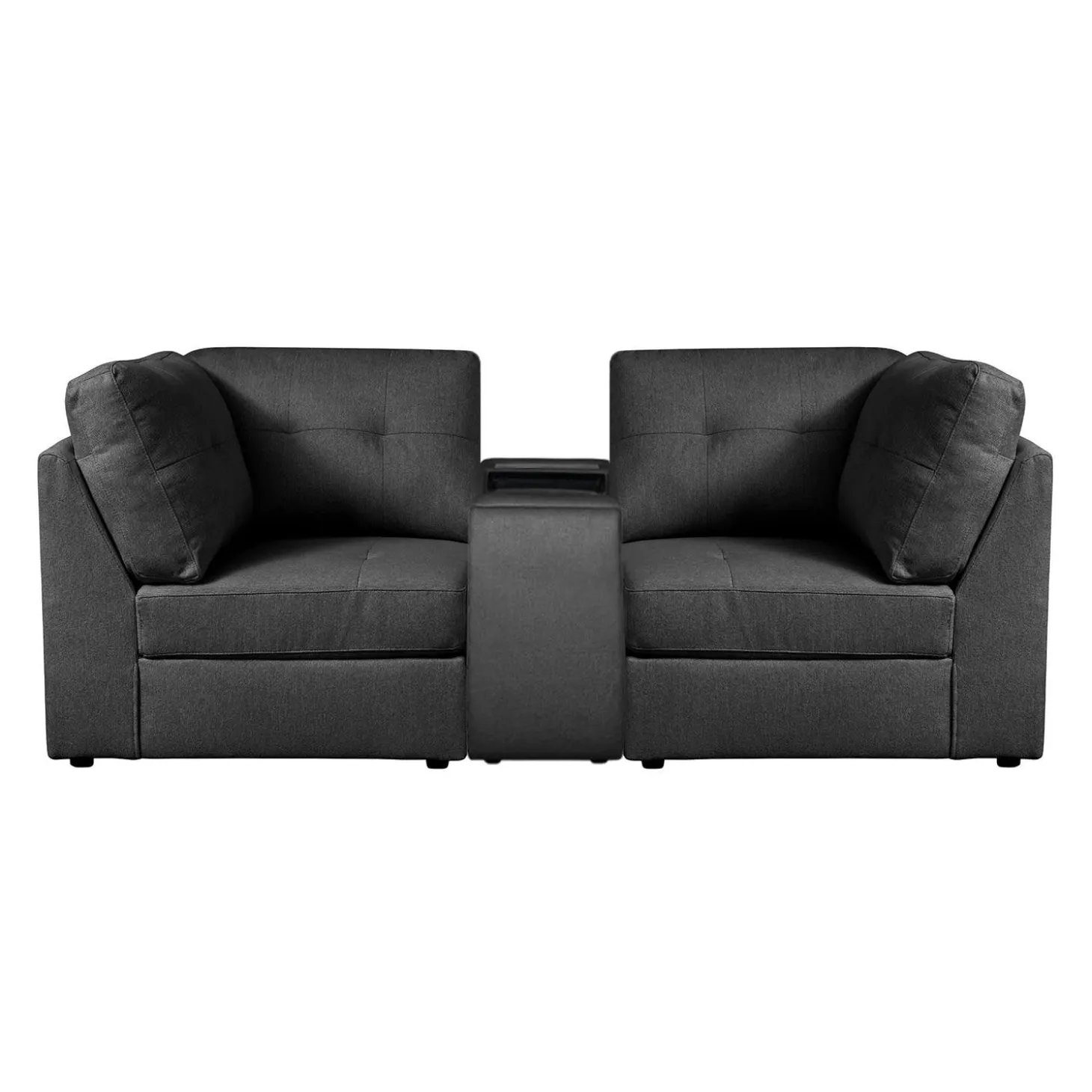 Causeuse modulaire grise avec console - 3 mcx