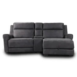 Causeuse modulaire inclinable, chaise longue avec rangement, console avec porte-gobelets et ports USB/USB-C - 3 mcx