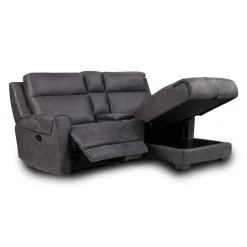 Causeuse modulaire inclinable, chaise longue avec rangement, console avec porte-gobelets et ports USB/USB-C - 3 mcx