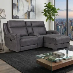 Causeuse modulaire inclinable, chaise longue avec rangement, console avec porte-gobelets et ports USB/USB-C - 3 mcx