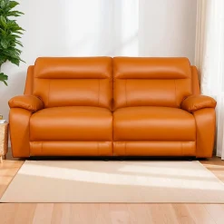 Causeuse modulaire inclinable électrique en cuir véritable - 2 mcx