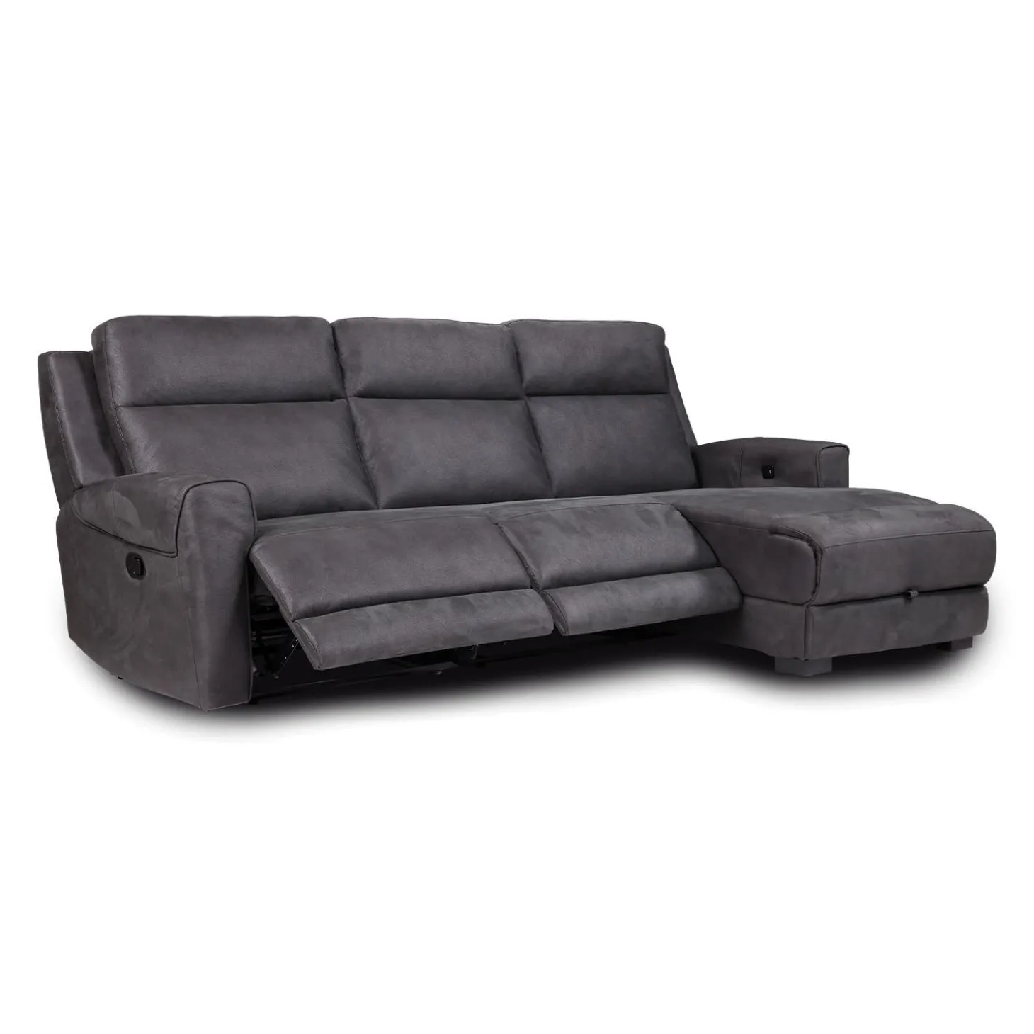 Causeuse modulaire inclinable, chaise longue avec rangement, console avec porte-gobelets et ports USB/USB-C - 3 mcx