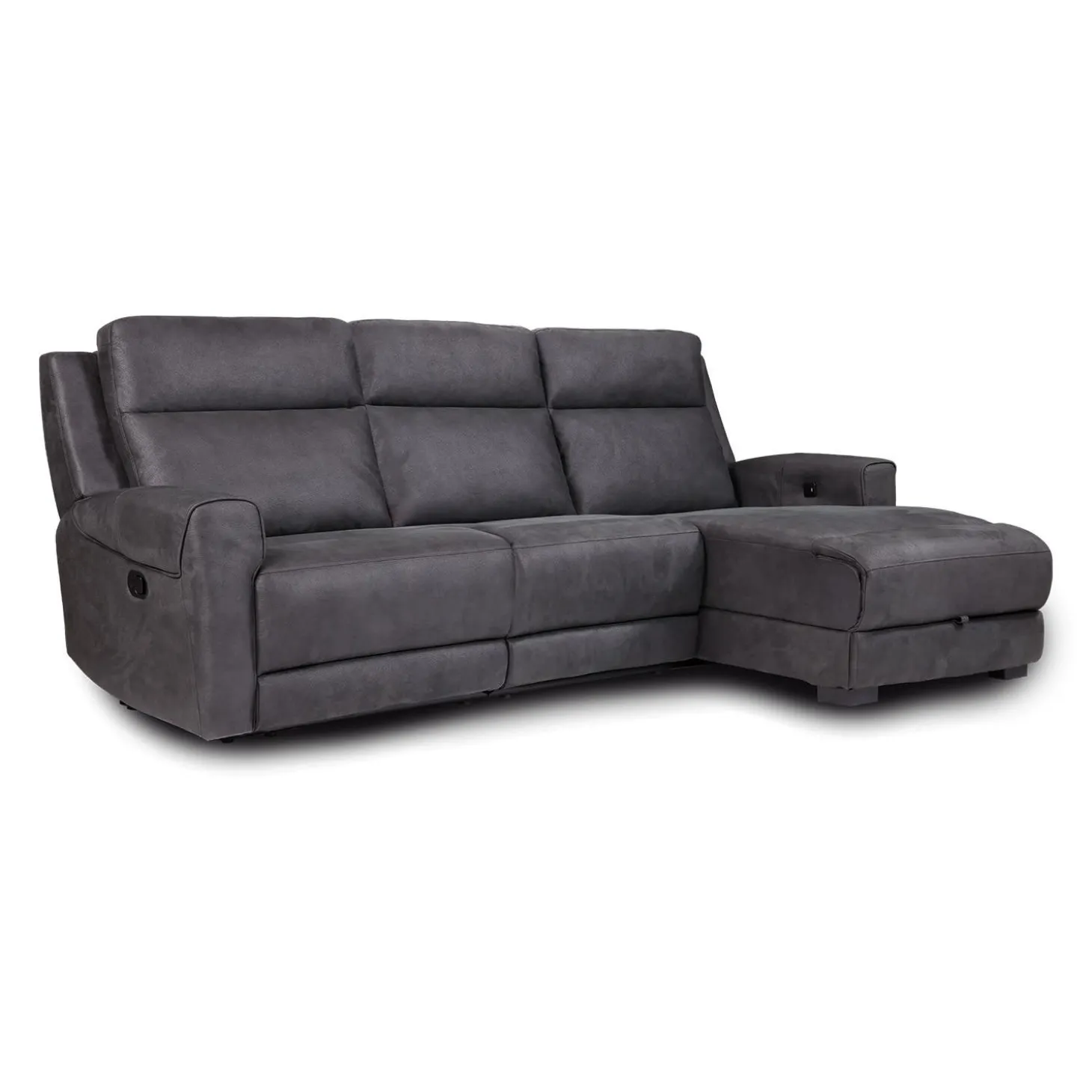 Causeuse modulaire inclinable, chaise longue avec rangement, console avec porte-gobelets et ports USB/USB-C - 3 mcx