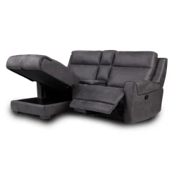 Causeuse modulaire inclinable, chaise longue avec rangement, console avec porte-gobelets et ports USB/USB-C - 3 mcx