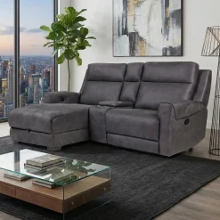 Causeuse modulaire inclinable, chaise longue avec rangement, console avec porte-gobelets et ports USB/USB-C - 3 mcx