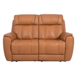 Causeuse modulaire inclinable électrique en cuir véritable avec appuis-tête ajustables - 2 mcx