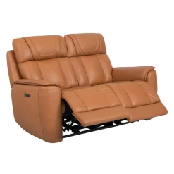 Causeuse modulaire inclinable électrique en cuir véritable avec appuis-tête ajustables - 2 mcx