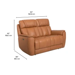 Causeuse modulaire inclinable électrique en cuir véritable avec appuis-tête ajustables - 2 mcx