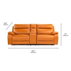 Causeuse modulaire inclinable électrique avec console en cuir véritable - 3 mcx