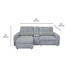 Causeuse modulaire électrique inclinable, chaise longue à gauche avec rangement, et console - 3 mcx