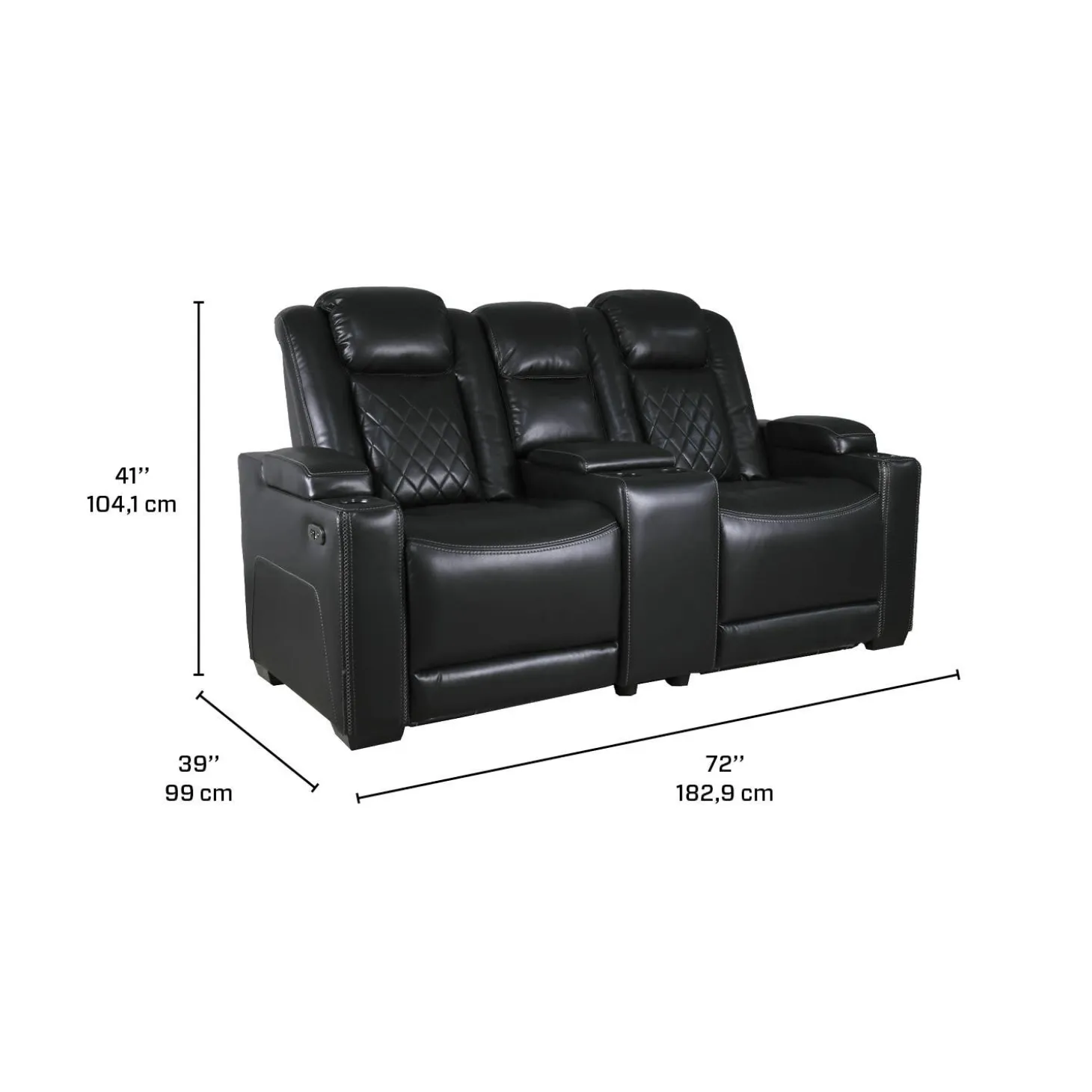Causeuse modulaire électrique inclinable avec console et porte-gobelets - 3 mcx