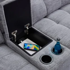 Causeuse modulaire électrique inclinable, chaise longue à droite avec rangement, et console - 3 mcx
