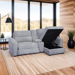 Causeuse modulaire électrique inclinable, chaise longue à droite avec rangement, et console - 3 mcx