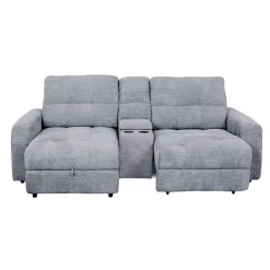 Causeuse modulaire électrique avec siège coulissant à droite, chaise longue à gauche avec rangement et console - 3 mcx
