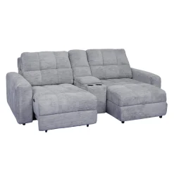 Causeuse modulaire électrique avec siège coulissant à gauche, chaise longue à droite avec rangement et console - 3 mcx