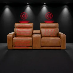 Causeuse modulaire électrique inclinable avec console, haut-parleurs intégrés, massage et chaleur - 3 mcx