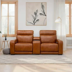 Causeuse modulaire électrique inclinable avec console, haut-parleurs intégrés, massage et chaleur - 3 mcx