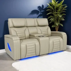 Causeuse modulaire électrique inclinable avec massage, chaleur et console - 3 mcx