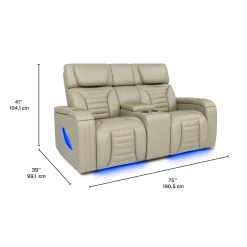 Causeuse modulaire électrique inclinable avec massage, chaleur et console - 3 mcx