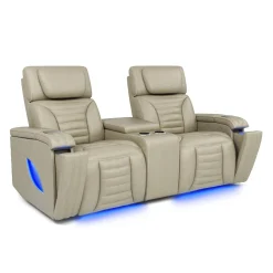 Causeuse modulaire électrique inclinable avec massage, chaleur et console en angle - 3 mcx
