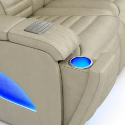 Causeuse modulaire électrique inclinable avec massage, chaleur et console en angle - 3 mcx