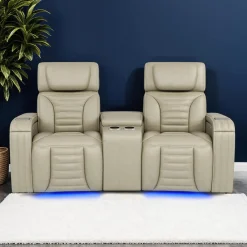 Causeuse modulaire électrique inclinable avec massage, chaleur et console en angle - 3 mcx