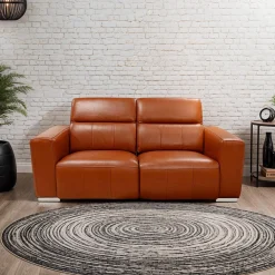 Causeuse modulaire électrique inclinable en cuir véritable avec appui-têtes ajustables – 2 mcx