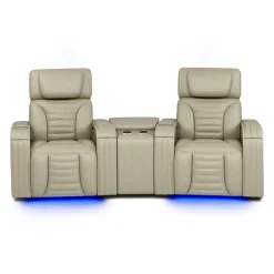 Causeuse modulaire électrique inclinable avec massage, chaleur et console en angle- 3 mcx