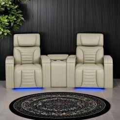 Causeuse modulaire électrique inclinable avec massage, chaleur et console en angle- 3 mcx