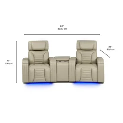 Causeuse modulaire électrique inclinable avec massage, chaleur et console en angle- 3 mcx