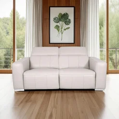 Causeuse modulaire électrique inclinable en cuir véritable avec appui-têtes ajustables – 2 mcx