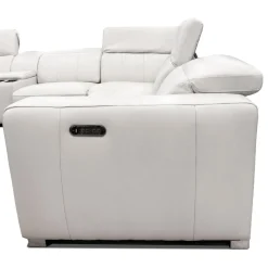 Causeuse modulaire électrique inclinable en cuir véritable avec appui-têtes ajustables – 2 mcx