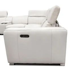 Causeuse modulaire électrique inclinable en cuir véritable avec appui-têtes ajustables – 2 mcx