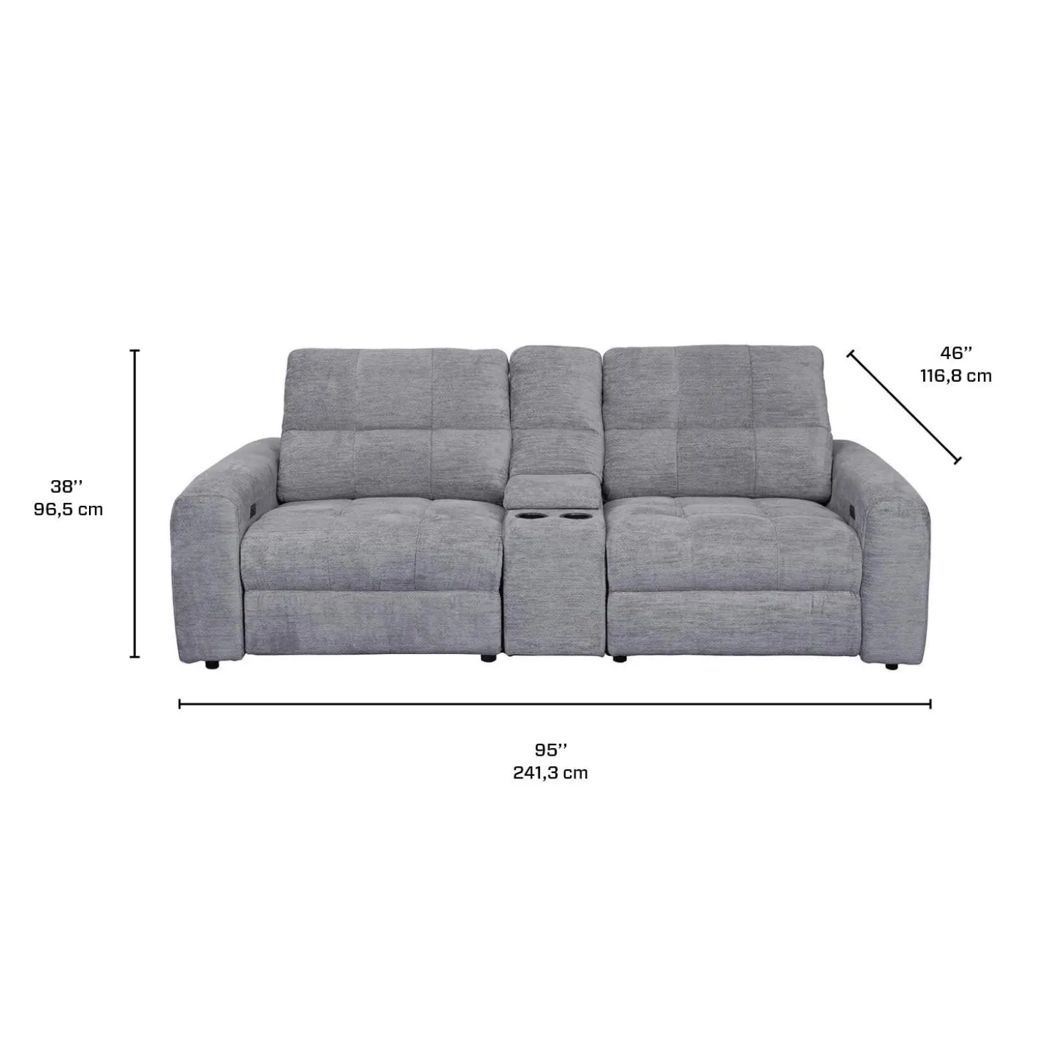 Causeuse modulaire électrique inclinable et console - 3 mcx