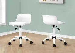 Chaise de bureau - juvénile dossier bas - hauteur réglable - blanc - Monarch