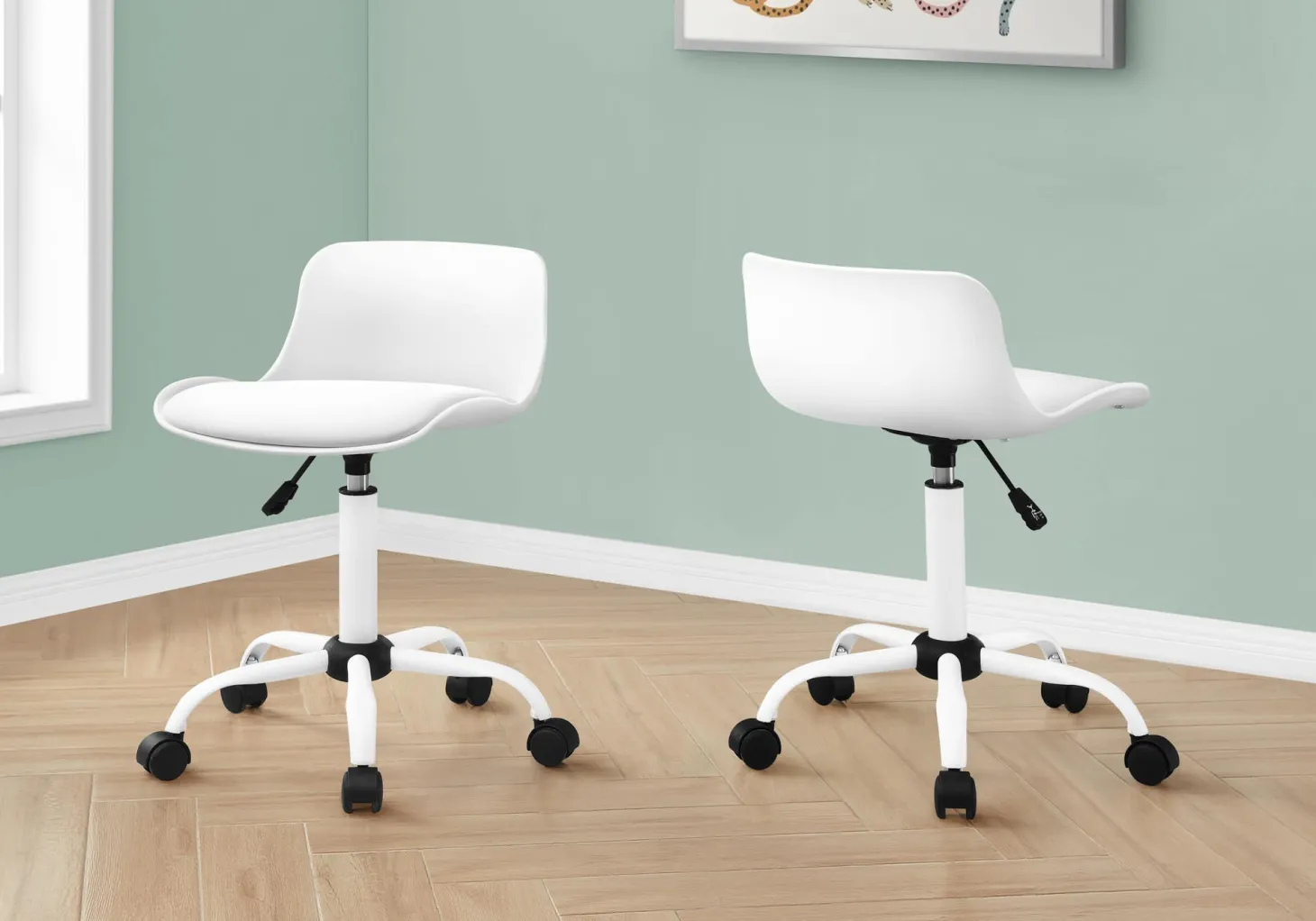 Chaise de bureau - juvénile dossier bas - hauteur réglable - blanc - Monarch