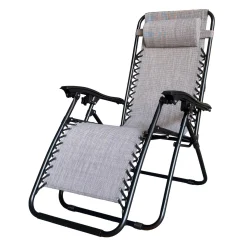 Chaise d’extérieur pliante zéro gravité en textilène - gris