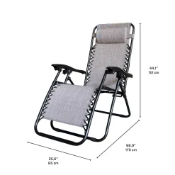Chaise d’extérieur pliante zéro gravité en textilène - gris
